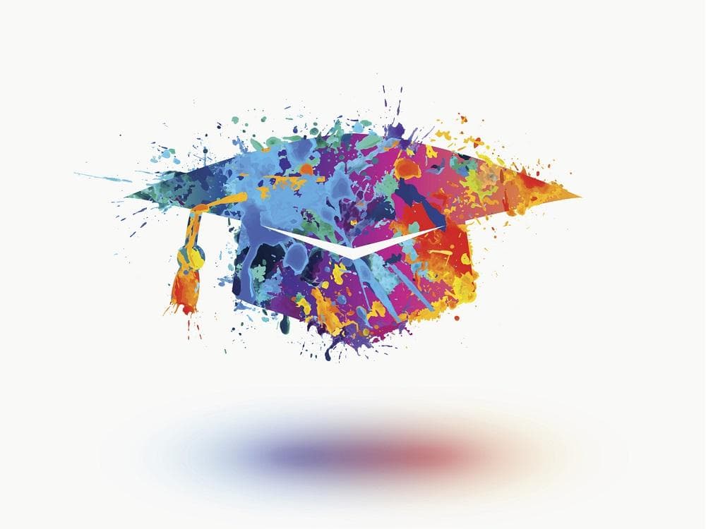 Brightly coloured mortarboard