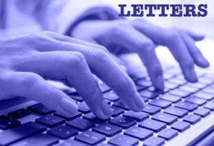 Typing on a keyboard with 'letters' headline