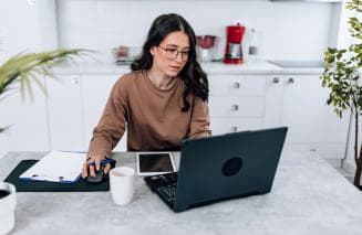 woman working at home