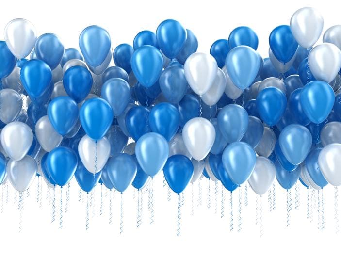 Blue and silver balloons