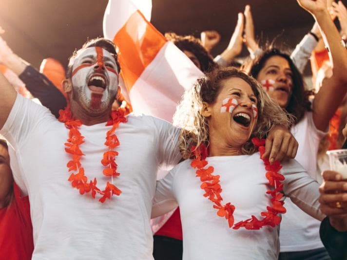 England football fans cheering