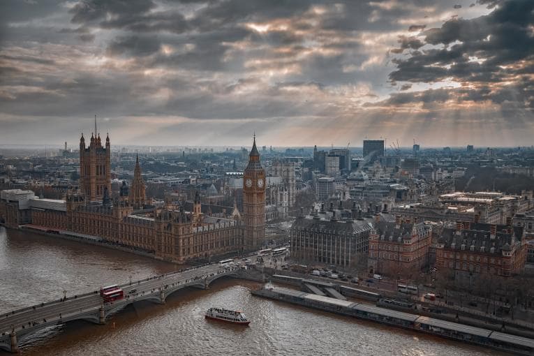 An aerial view of the Palace of Westminster