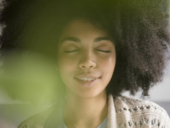 Woman looking calm and happy