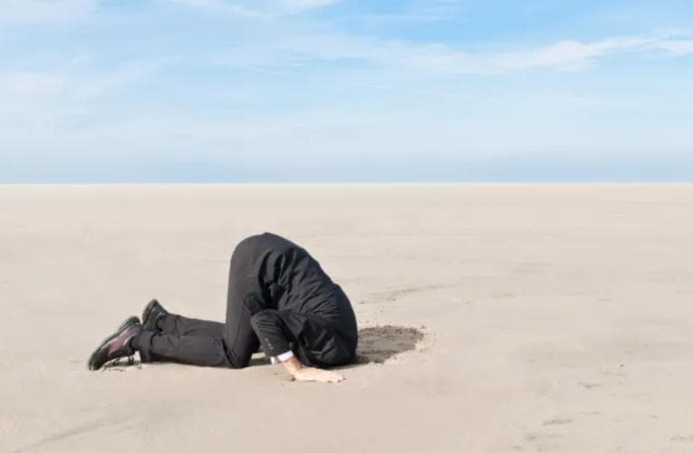 Man with his head in the sand