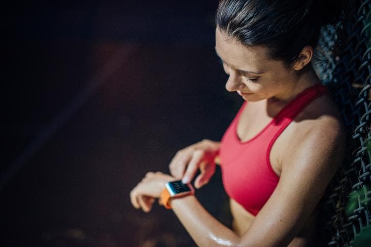 Woman checking her pulse