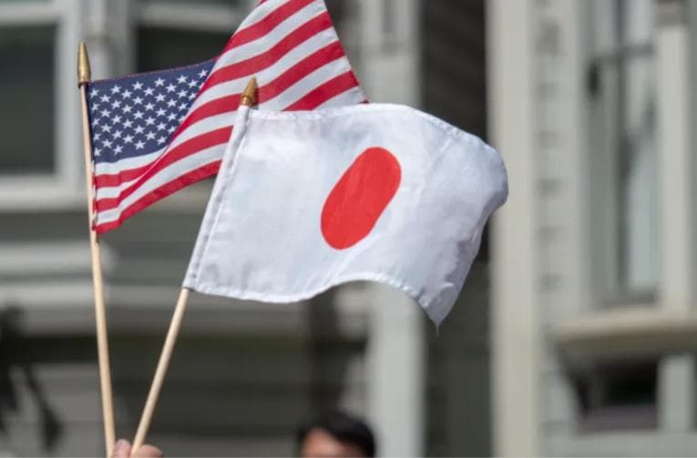 American and Japanese flags