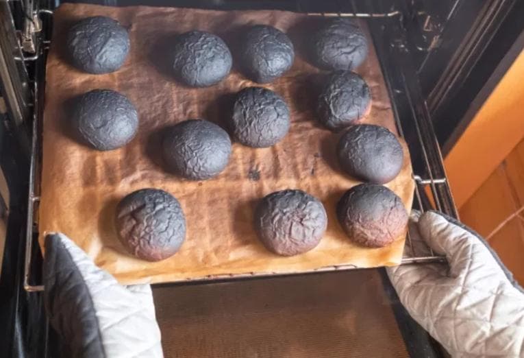 Burnt bread rolls