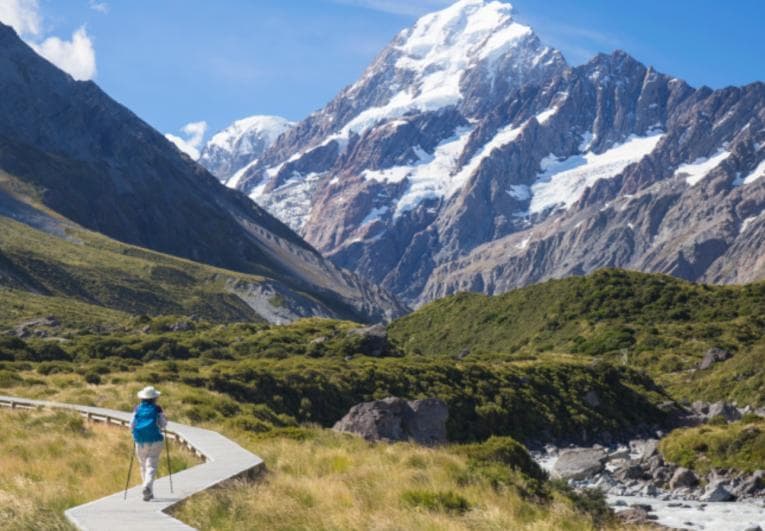 Woman hiking in the mountains