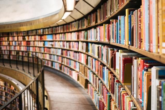 Shelves of books in a library