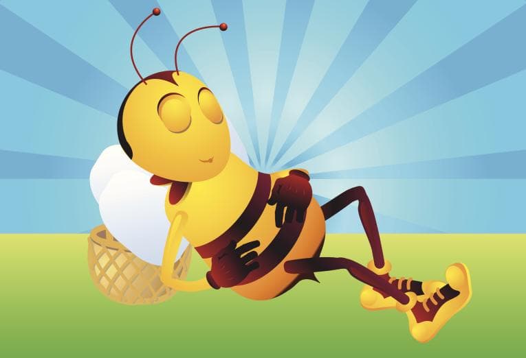 Cartoon image of a bee asleep