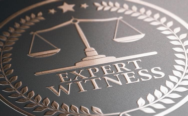 Expert Witness with scales of justice