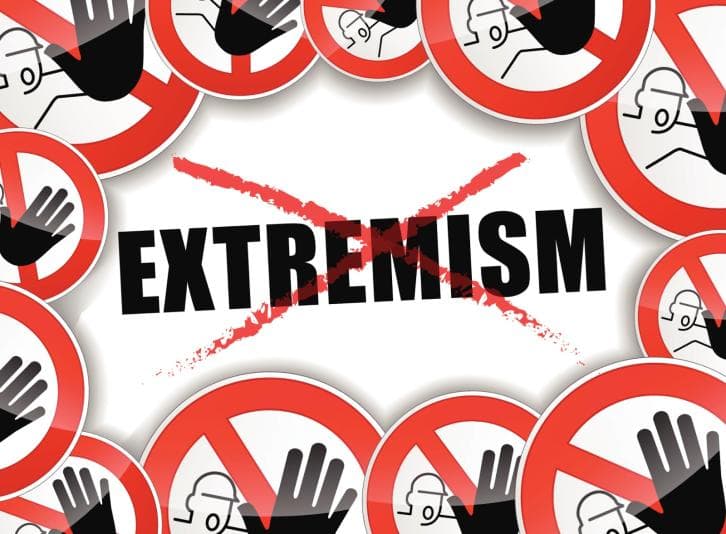 Poster showing the word extremism