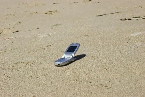 Mobile phone on a beach