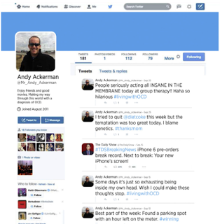 Screenshot showing account on Twitter