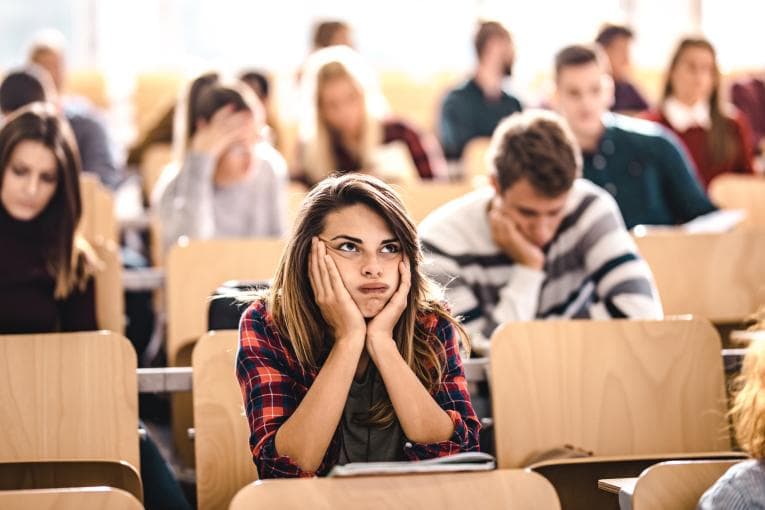 Student looking bored in lecture