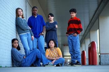 Multicultural group of young people outside