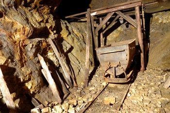 Old rusty trolley on a track