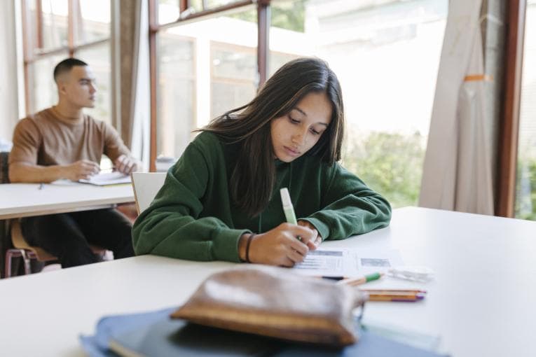 Students working in class