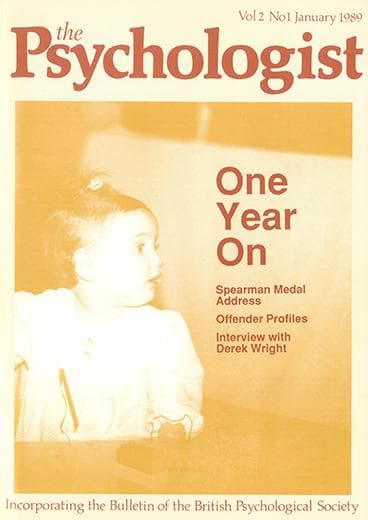 The Psychologist January 1989 cover