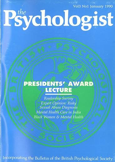 The Psychologist January 1990 cover