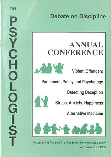 The Psychologist June 1988 cover