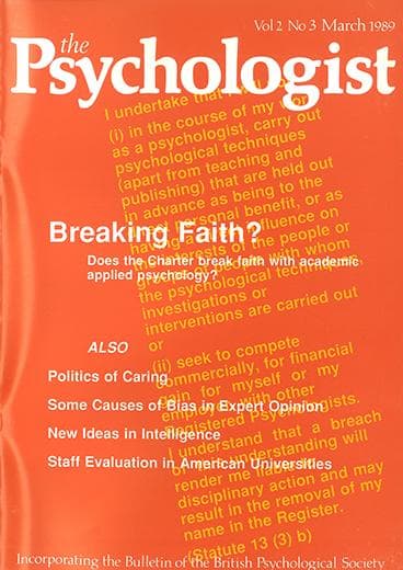 The Psychologist March 1989 cover