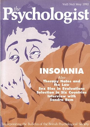 The Psychologist May 1992 cover