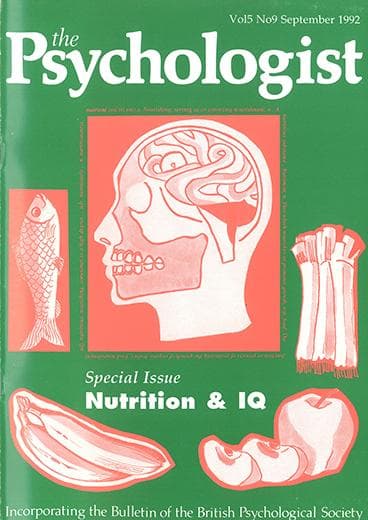 The Psychologist September 1992 cover