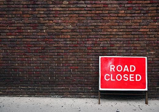 Road closed sign