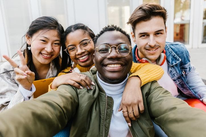 Portrait group of diverse student friends