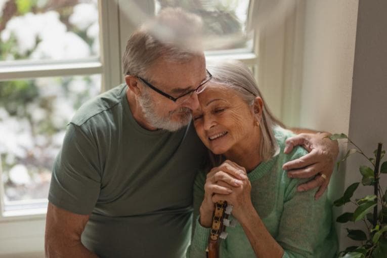 Older couple embracing