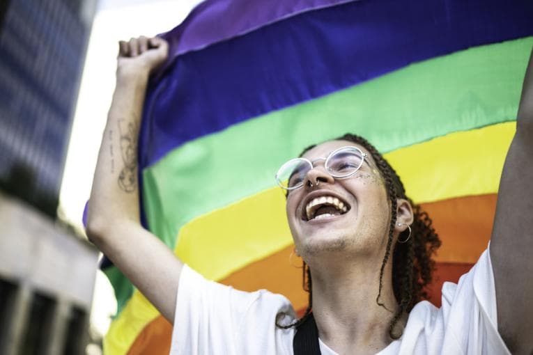 Man with rainbow flag