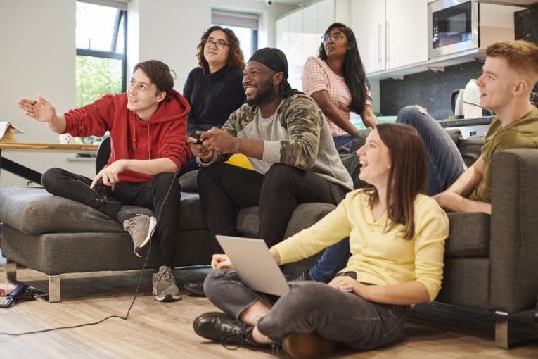 Students socialising in accommodation