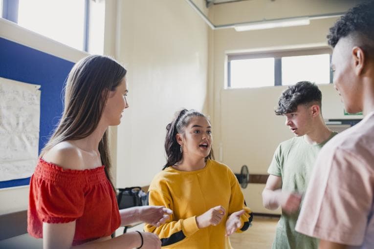 Group of young people talking