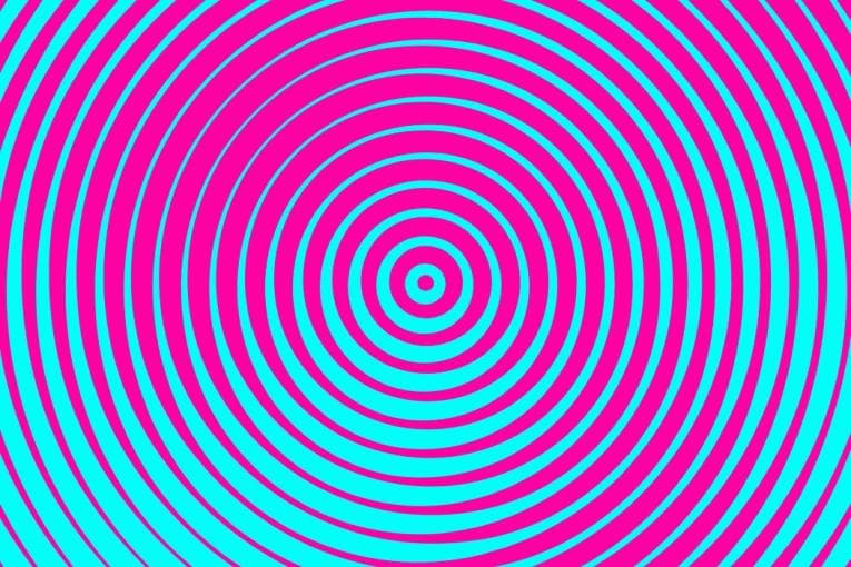 Abstract pink and blue sound waves