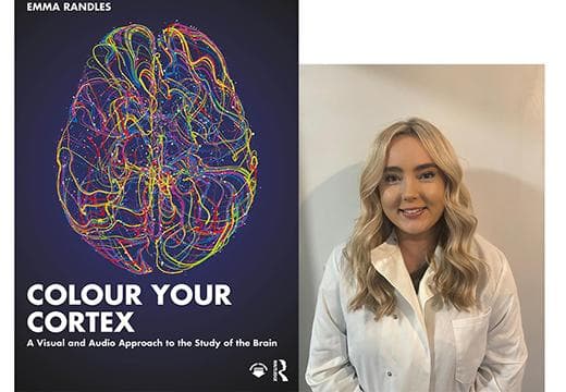 Emma Randles with her book, Colour Your Cortex