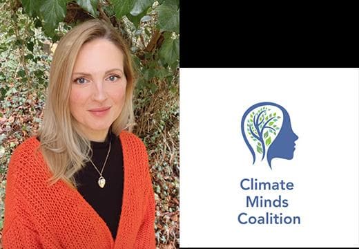 Louise Edgington and the Climate Minds Coalition logo